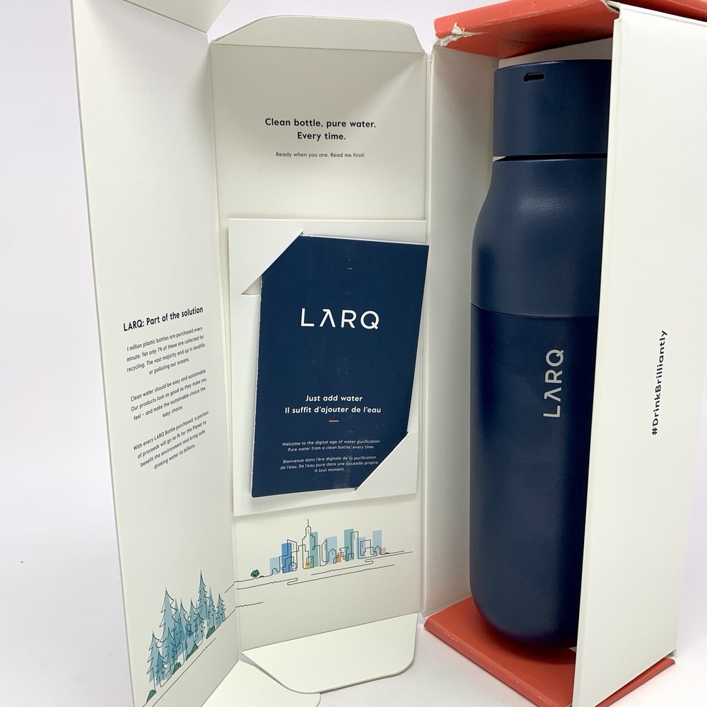 LARQ PureVis Self-Cleaning Water Bottle 17oz Insulated - Monaco Blue - EUC